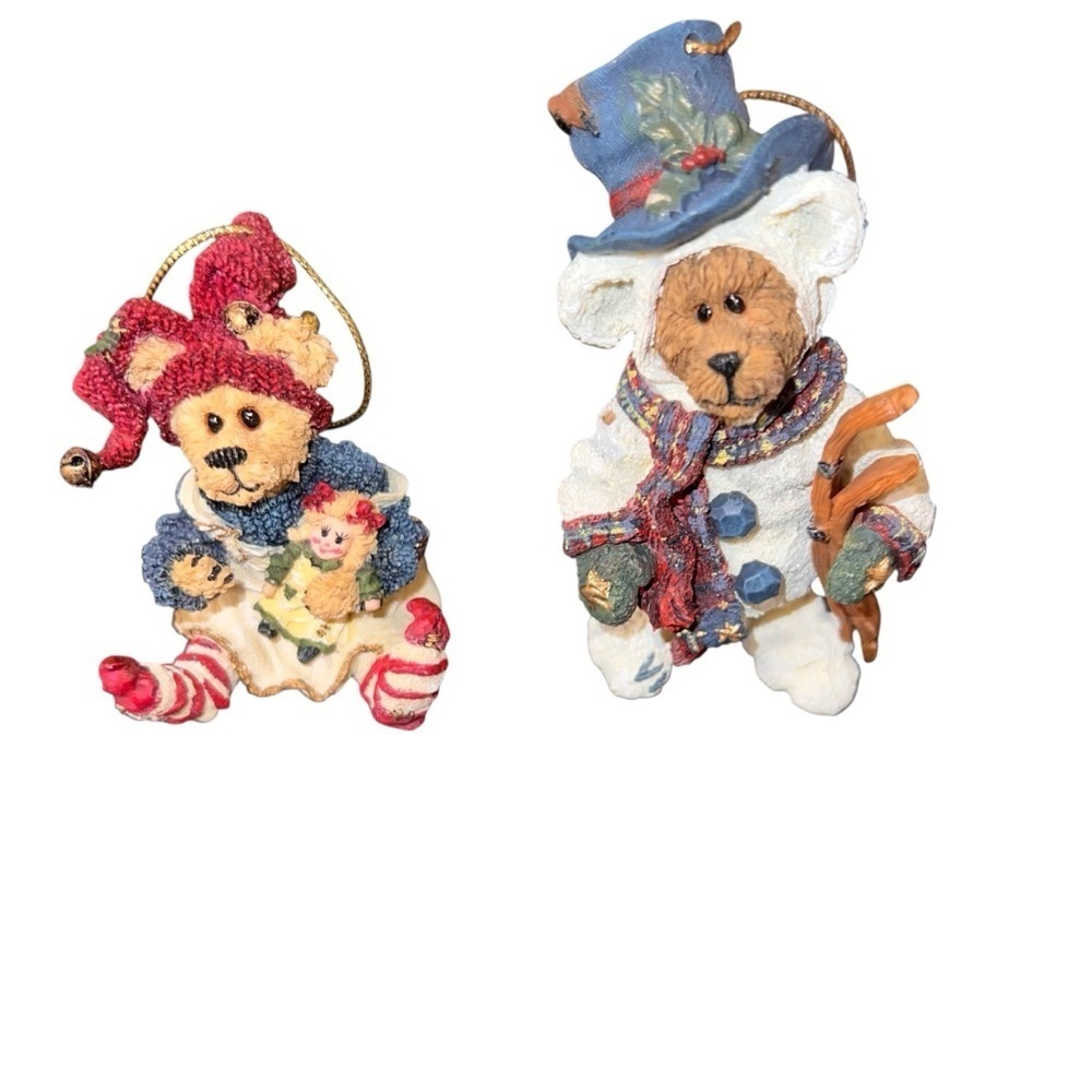 Boyds Bears Festive Holiday Ornaments Winter Downhill Skis Doll Red White Blue